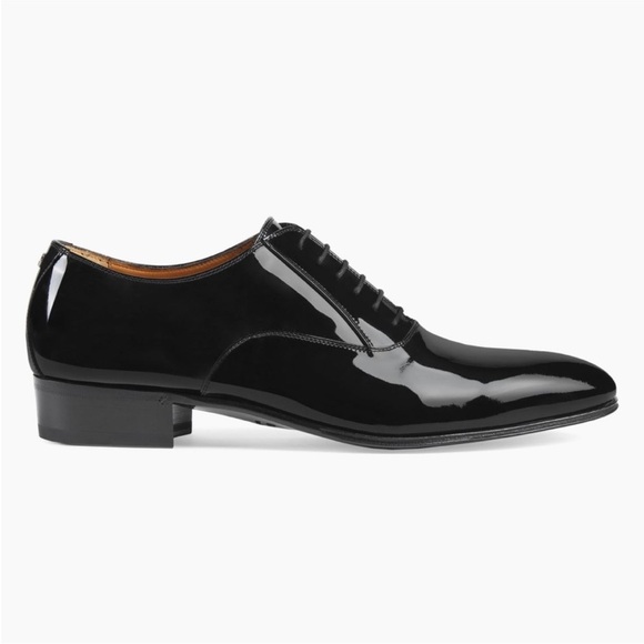 Gucci Worsh GG Patent leather Lace-Up Shoes Black Men’s Size GG 7/US 8